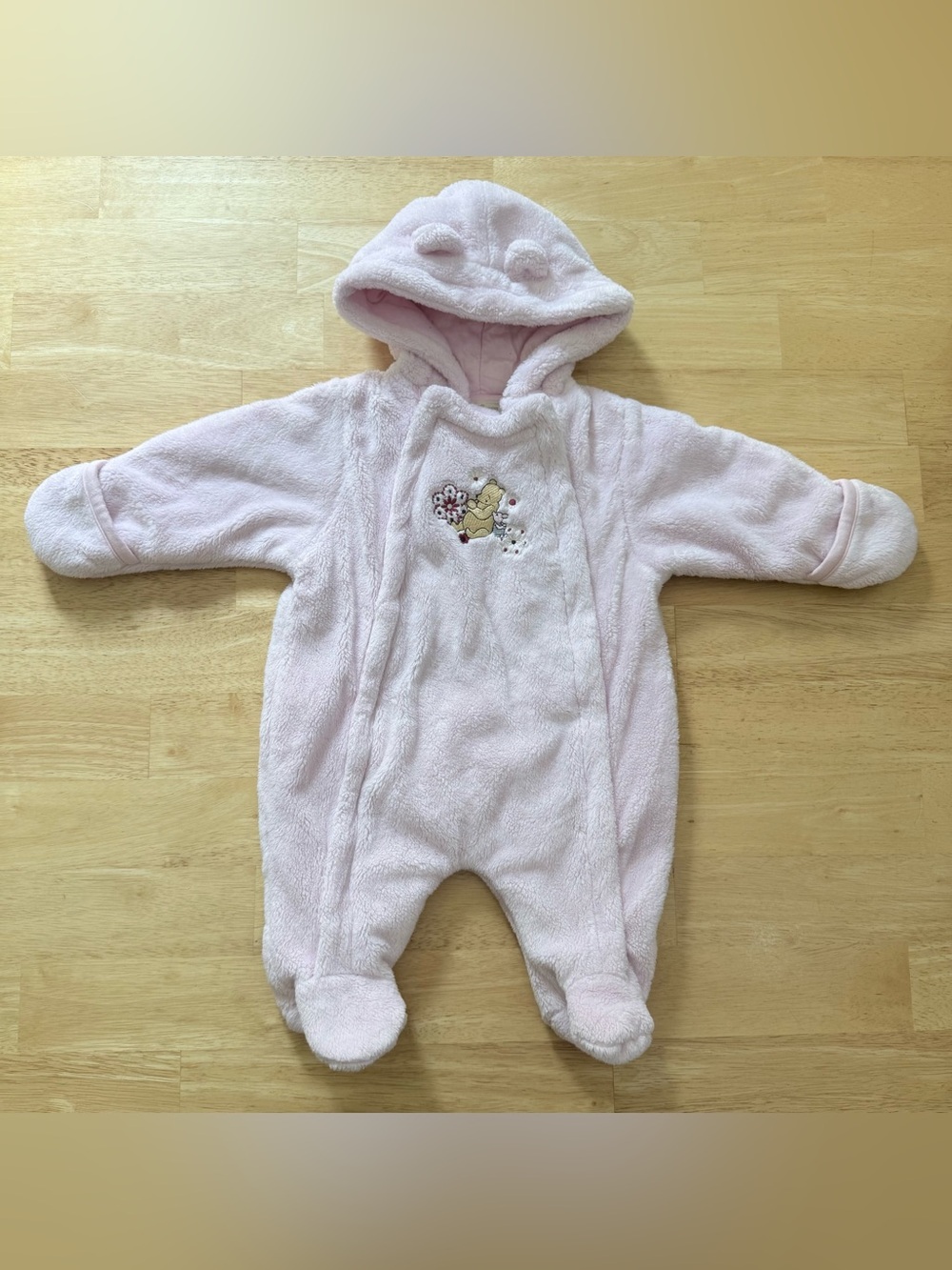Y2K Disney Winnie The Pooh Piglet Fleece Snowsuit Infant 3 Months Baby Pink